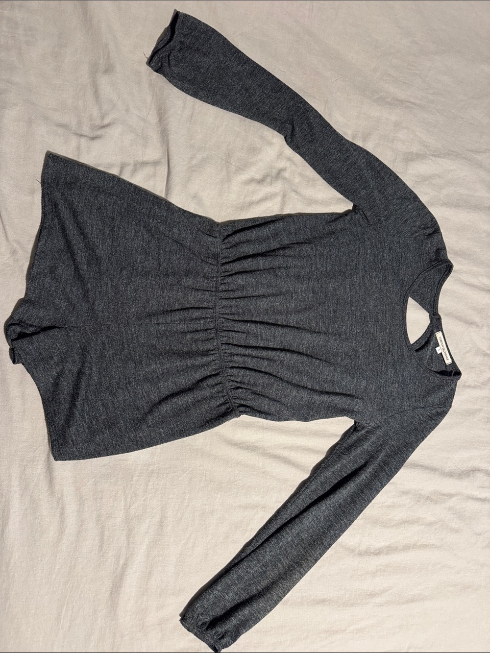 Long Sleeve Charcoal Knit Peplum Top